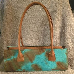 Julie Feldman Turquoise/Brown Tie-Dye Shoulder Bag